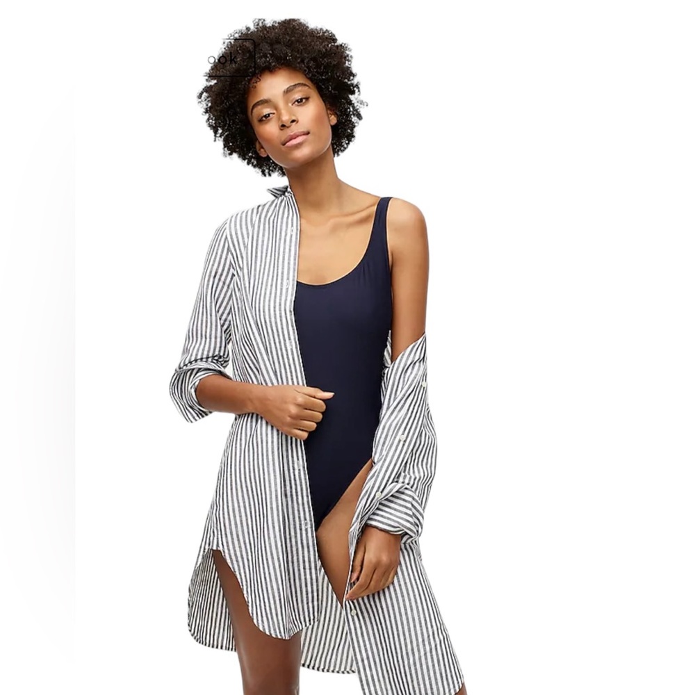 J. Crew | Like new Classic-fit beach shirt in striped linen-cotton blend size XS